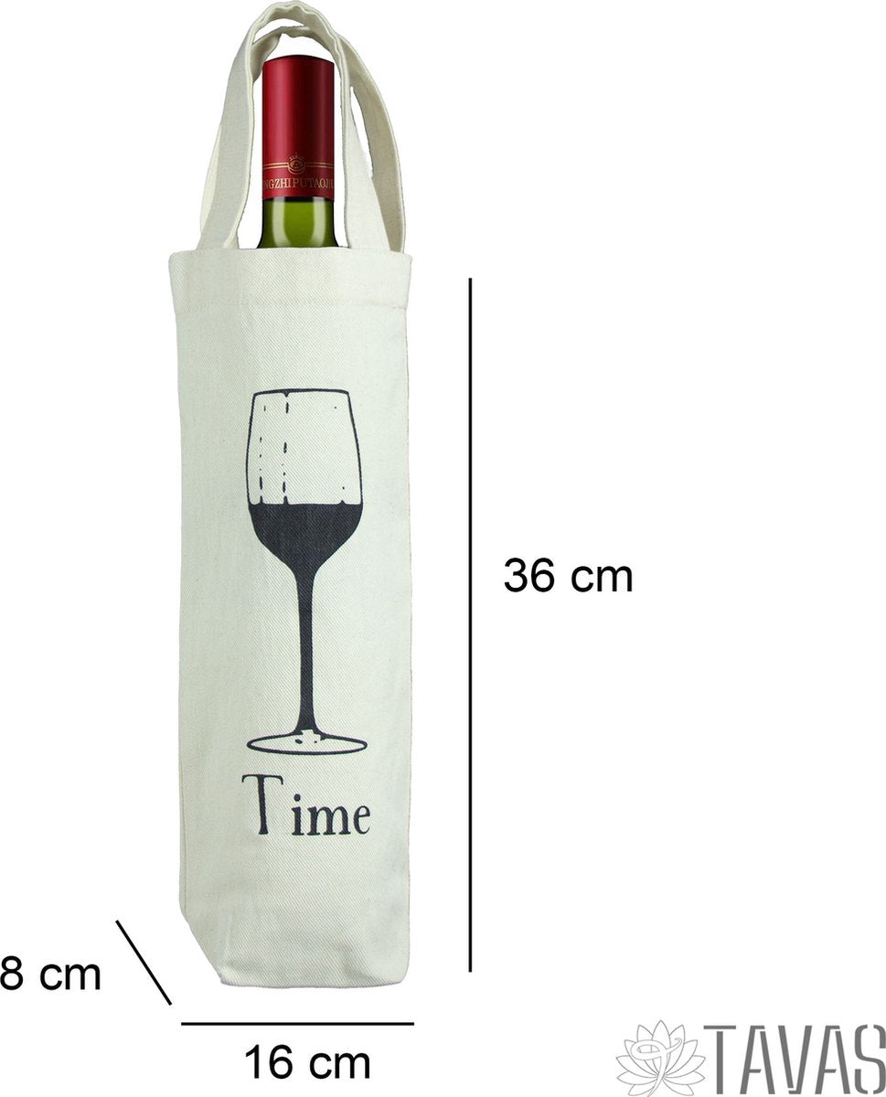 Wijn Tasje Naturel Canvas
