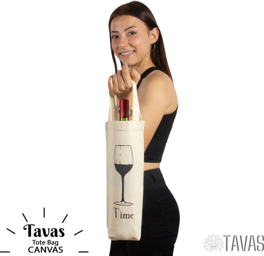 Wijn Tasje Naturel Canvas