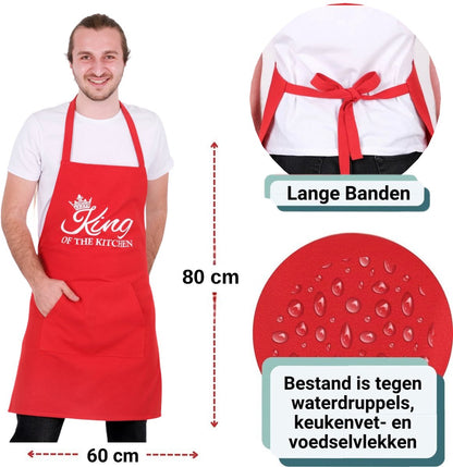 Feestelijke Keuken Set - King of The kitchen - Keukenschort en Pannenlappen